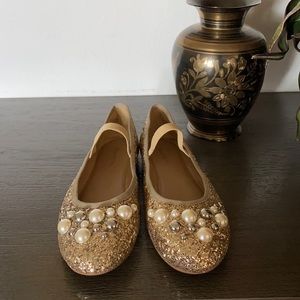 New: GunMetal Gold Mesh Flat Shoes